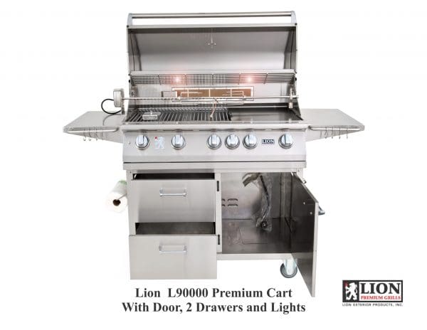 Lion Grills L90000 40 Inch BBQ Gas Grill on Cart with combination door drawer