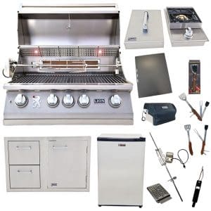 L7500, Single Side Burner, Door and Drawer Combo, Refrigerator, 5 in 1 BBQ Tool