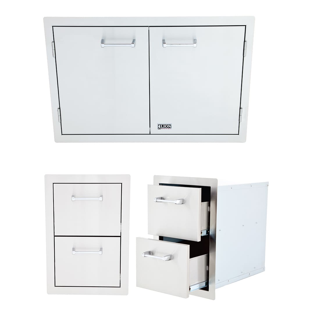 Lion Double Door with Towel Rack And Double Drawer (L3322 + L2374)